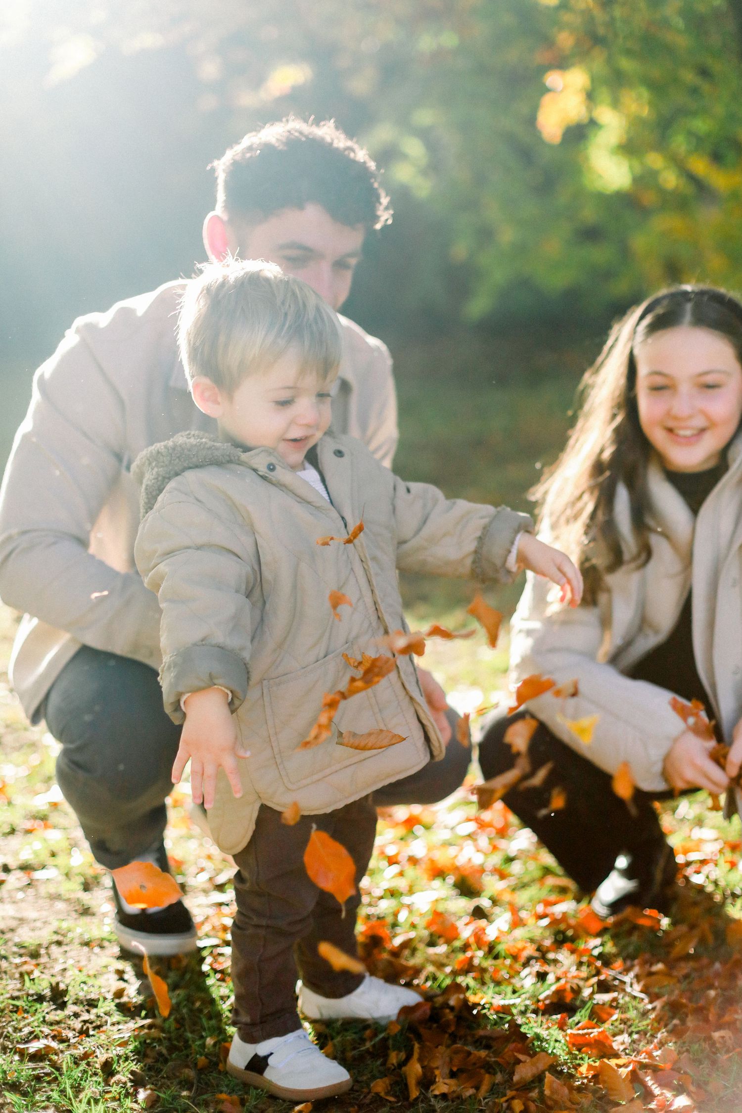 Natural autumn family photography at sunset in East Yorkshire.