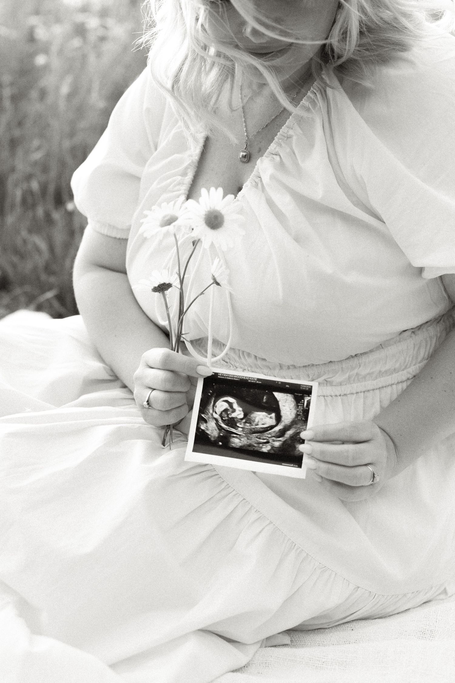 Golden hour pregnancy announcement photoshoot in the Yorkshire countryside.