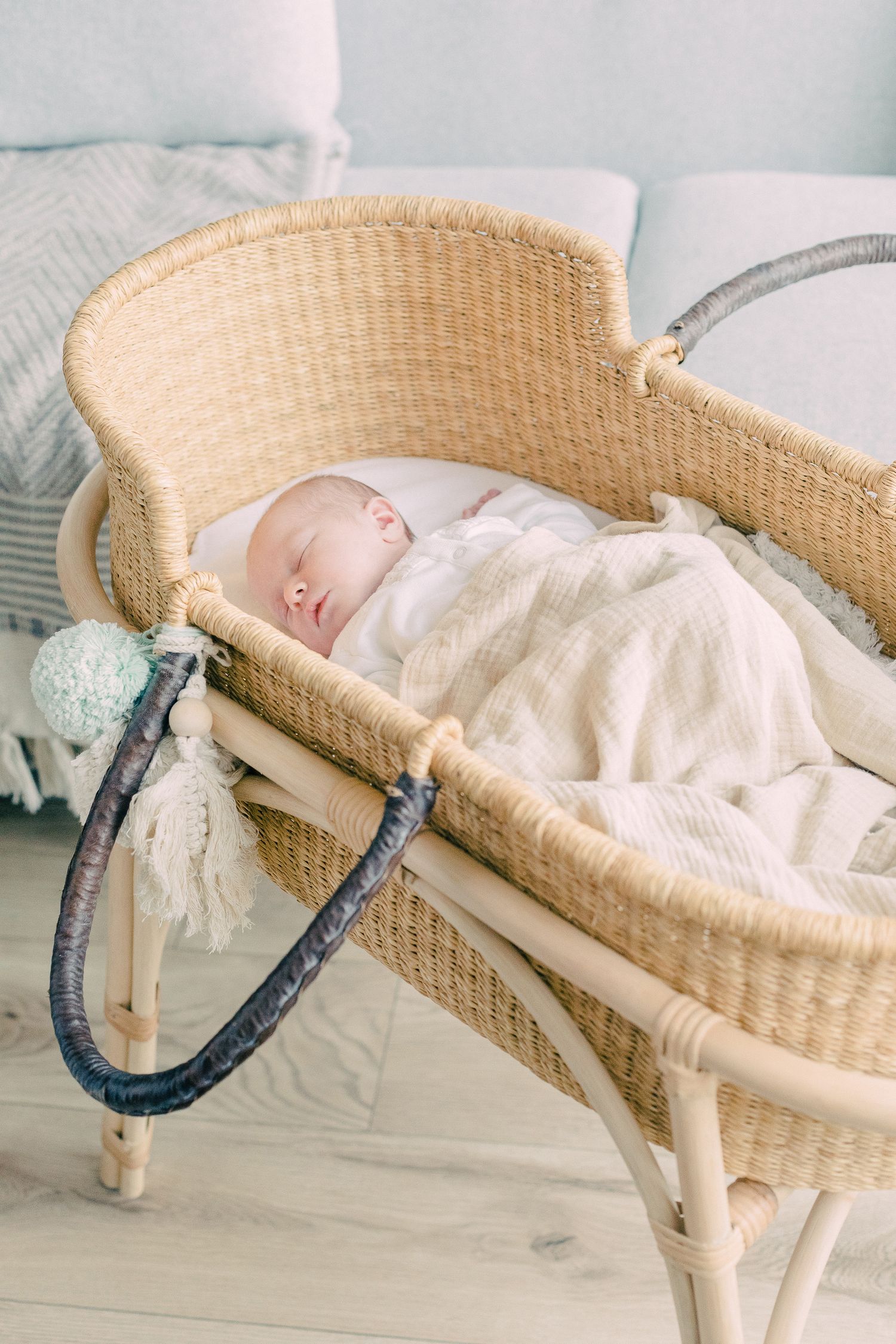 Close-up of newborn baby feet in a family photography session
