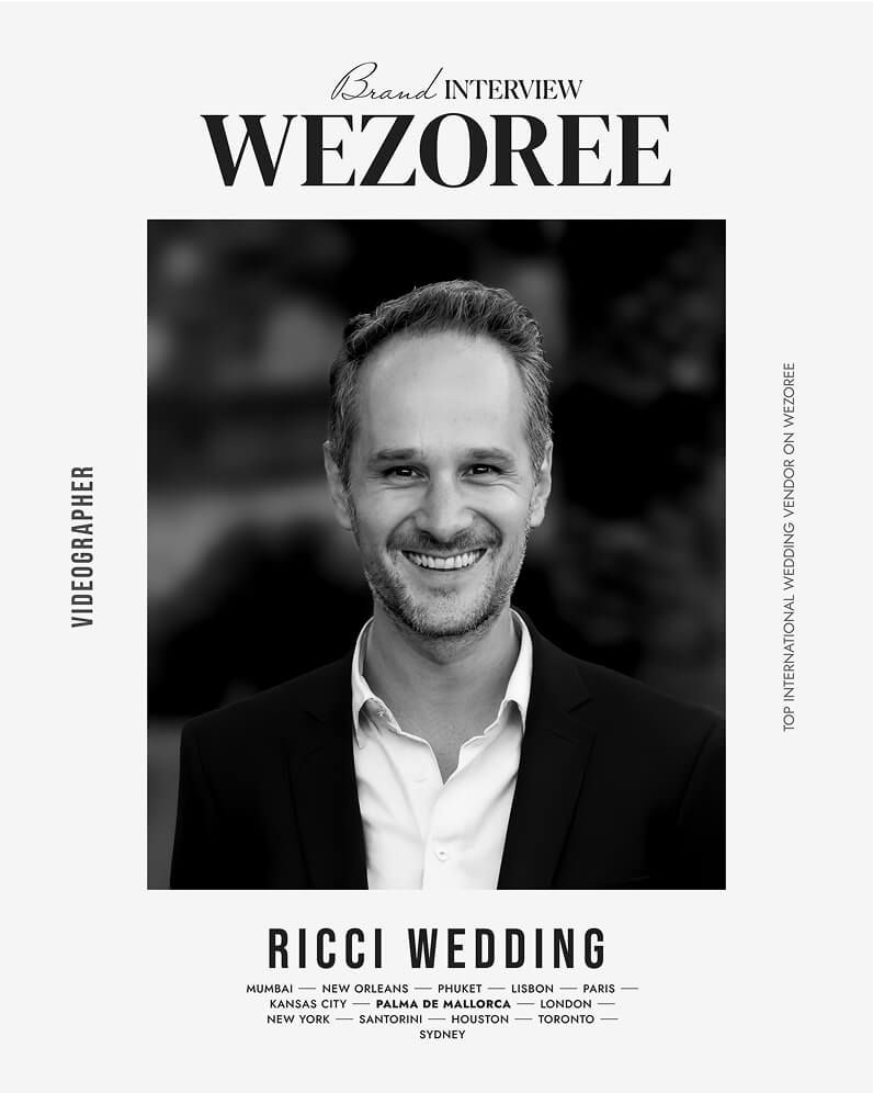 Professional black and white portrait layout for a wedding photography business website.