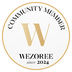 Gold circular Wezoree community member badges with since 2024 text.