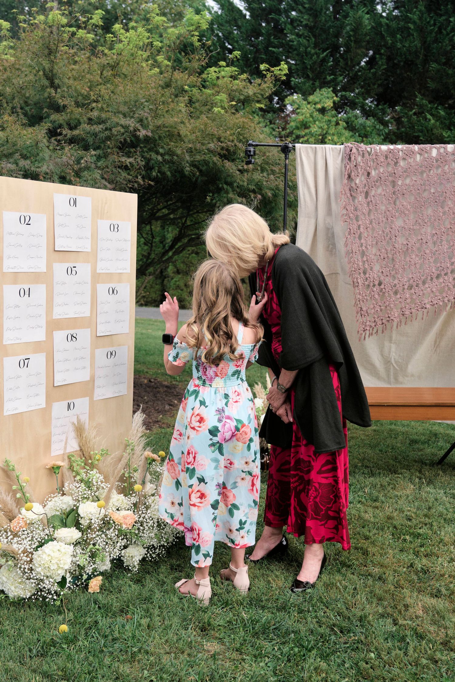 wedding guest looking at the table board during a wedding.