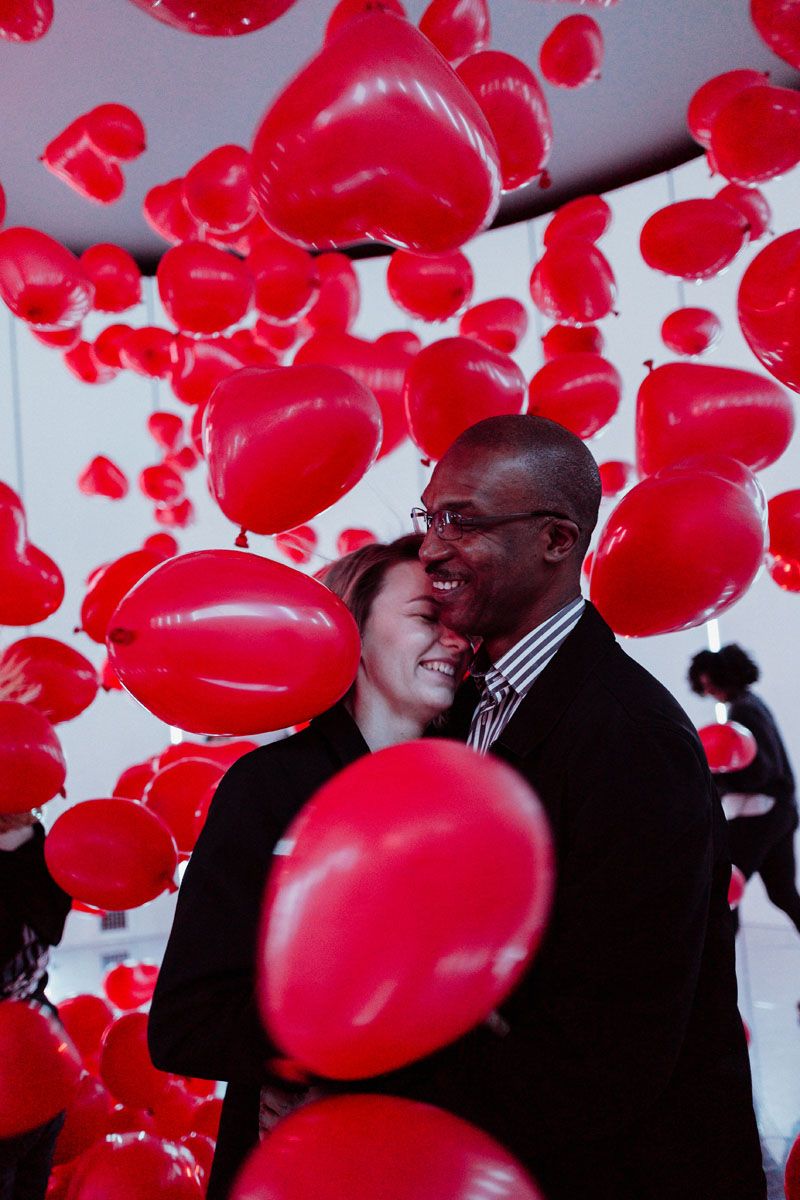 Chicago balloon museum engagement photographer