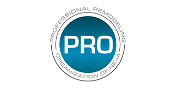 PRO Professional Remodeling Organization of NEIA circular logo with blue gradient design.