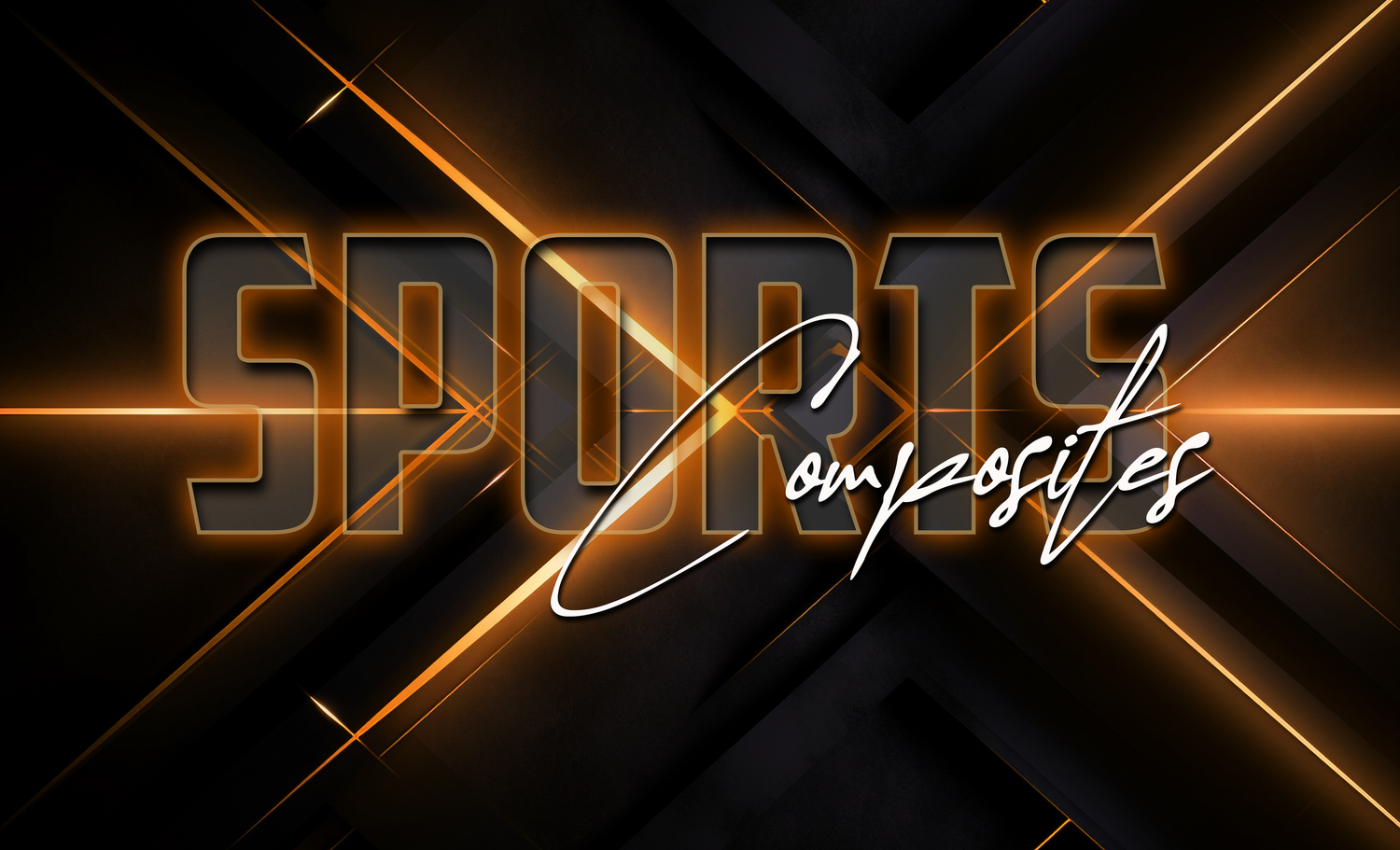 Abstract orange glowing geometric lines and angular shapes create a modern futuristic design pattern against a dark background.