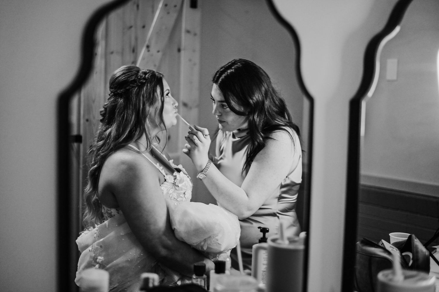 Black and white photo montage of a romantic couple kissing and embracing in different candid moments.