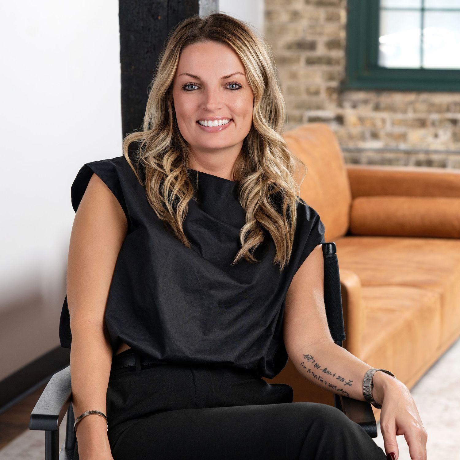 Professional personality headshot in Milwaukee loft studio.