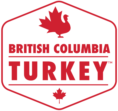 Red Canadian maple leaf logos and text for British Columbia and Turkey in a hexagonal badge style design.