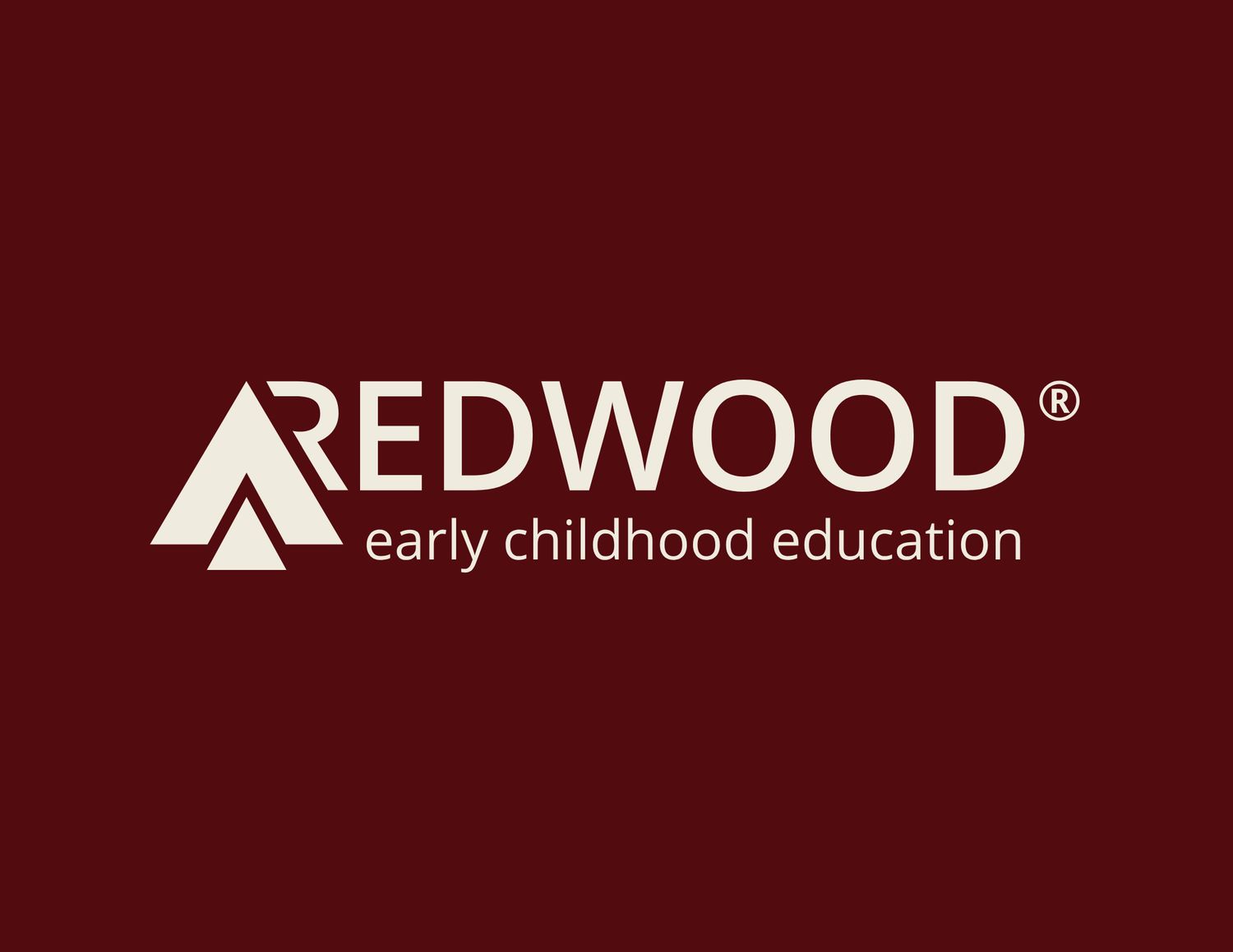 Three variations of the Redwood Early Childhood Education logo in maroon and white color scheme.