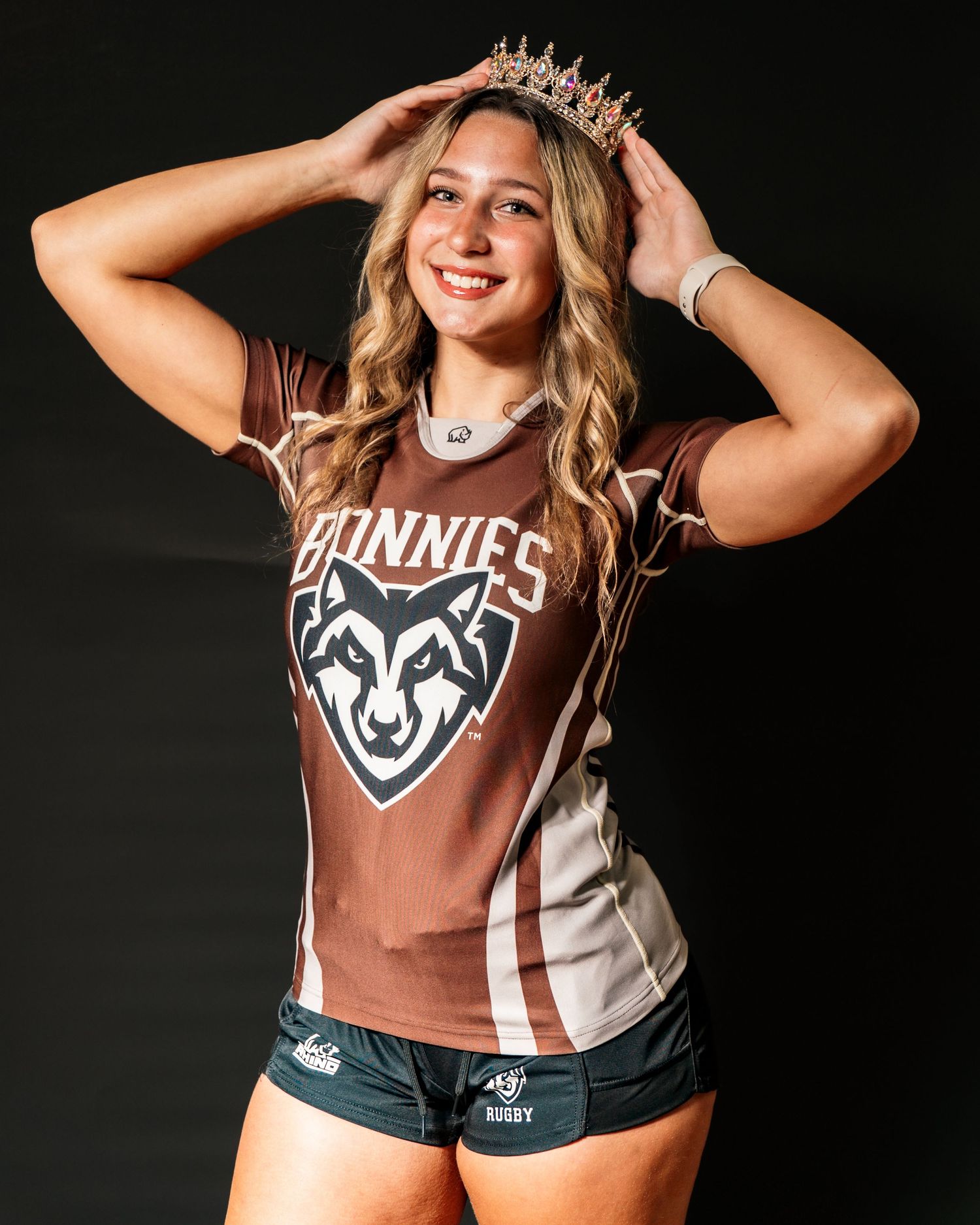 Bonnies Women's Rugby player, Zya Degolier, in media day.