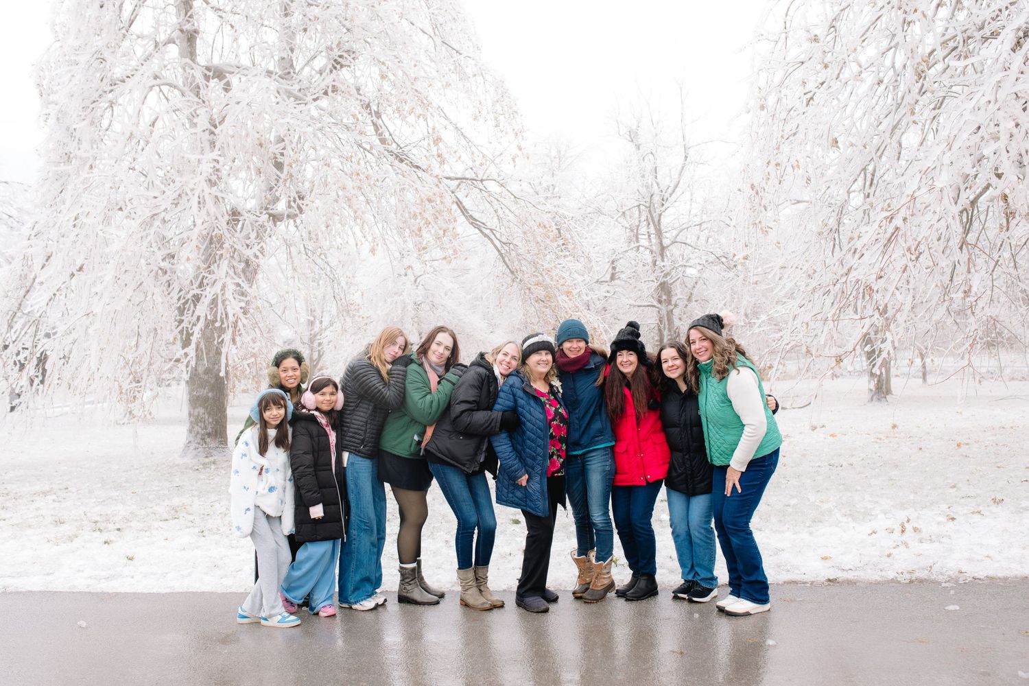 Family photo in winter time at Niagara Falls new york during family portrait session.