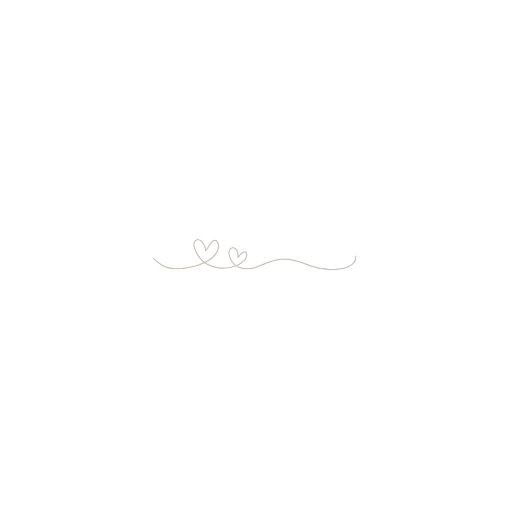 Minimalist line drawing of two hearts connected by a curved line.