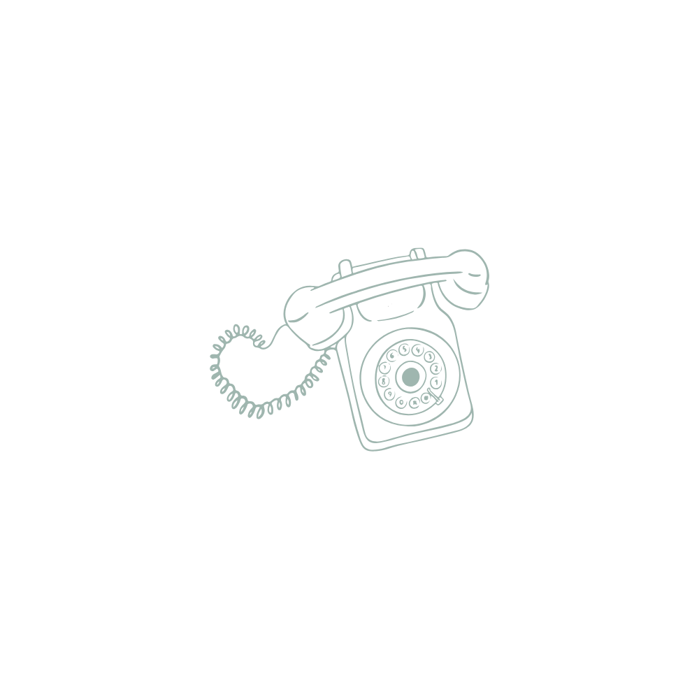 Vintage telephone and communication icons drawn in simple line art style.
