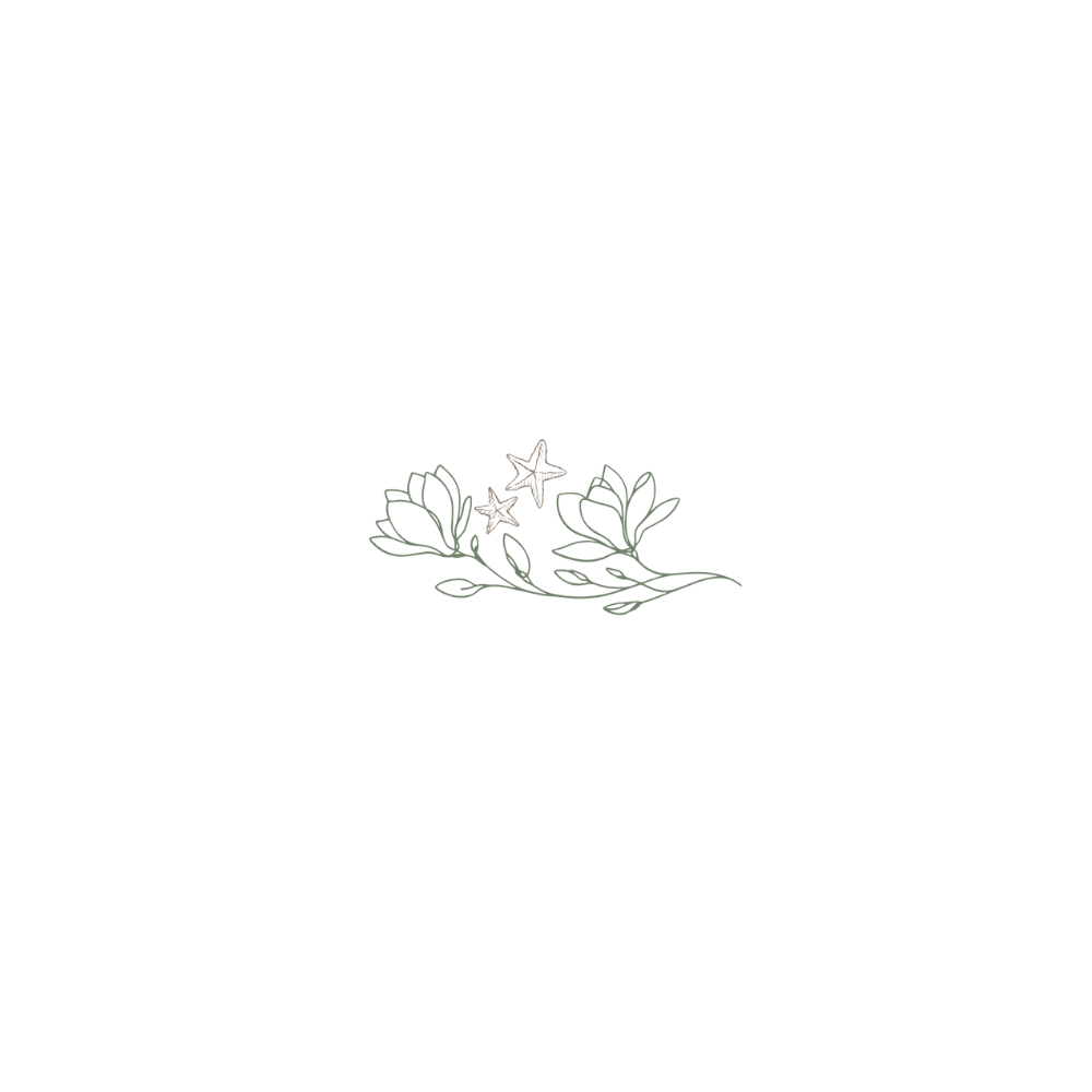 Minimalist floral design elements with flowing branches and leaves.