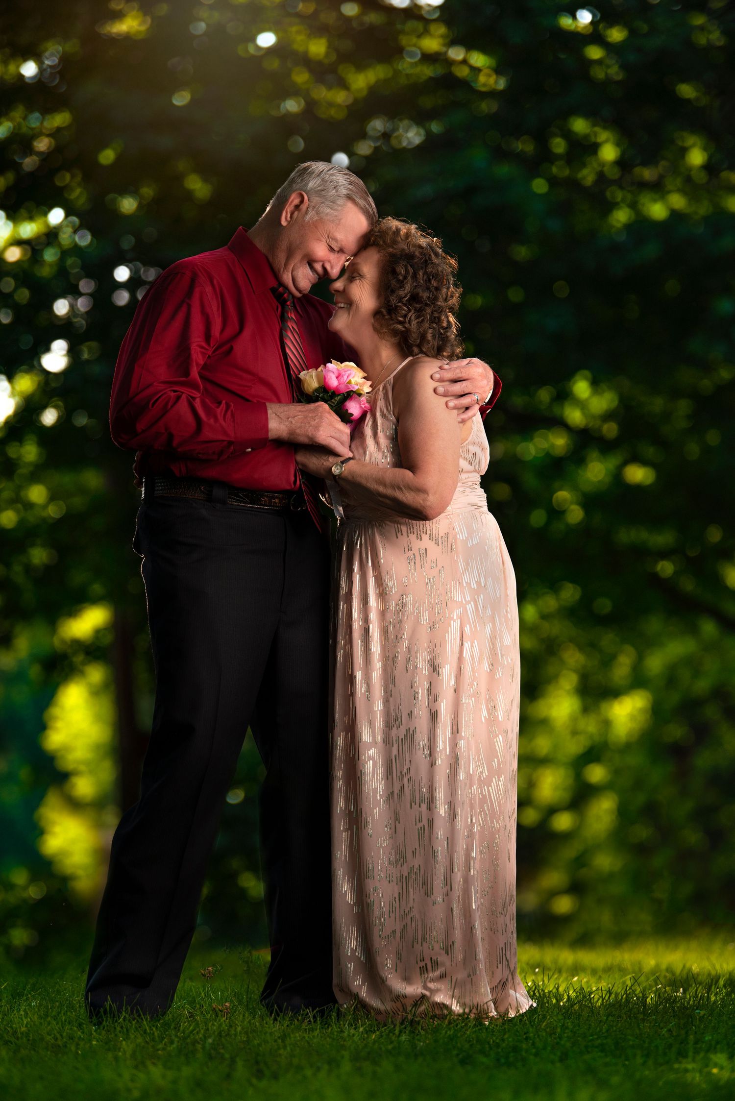 older wedding couple outside