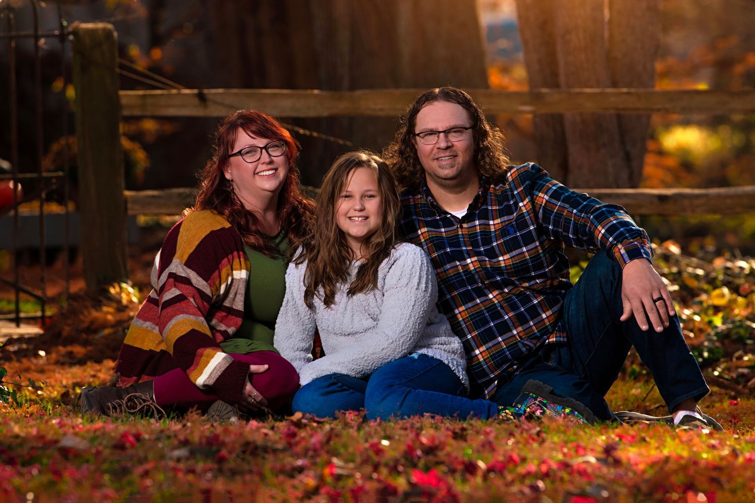 family of 3 outside