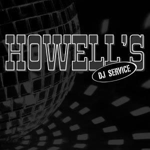 Black and white logo for Howells DJ Service featuring a disco ball graphic.