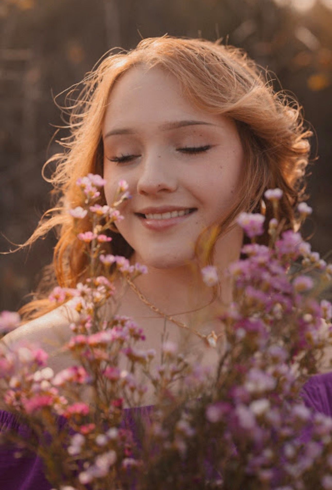 Close-up shots with pink wildflowers in golden sunset light.