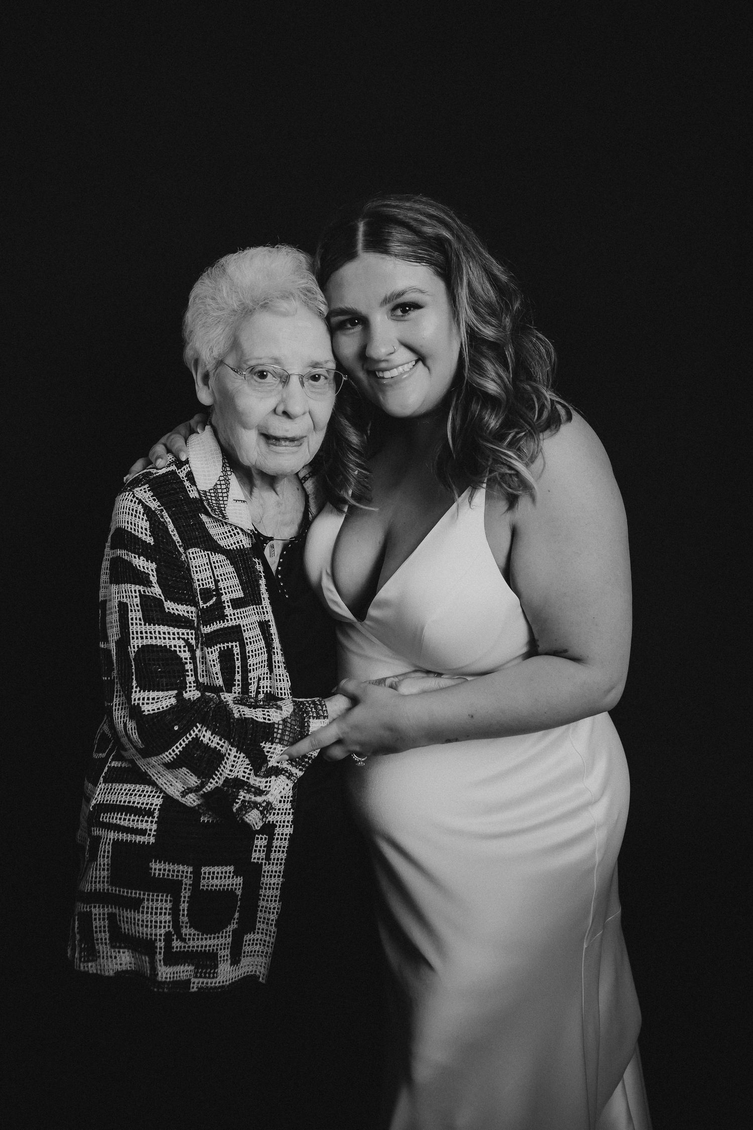 Heartwarming black and white portraits showing intergenerational bonding and laughter.