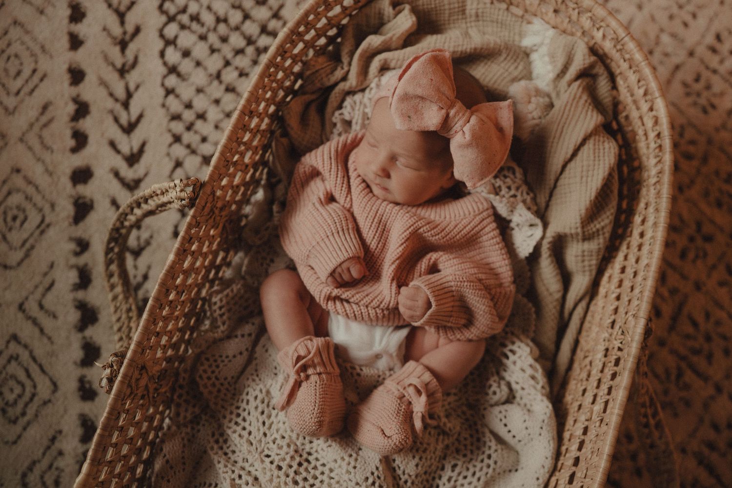 A series of close-up shots showing delicate details of knitted textiles and fabric textures.