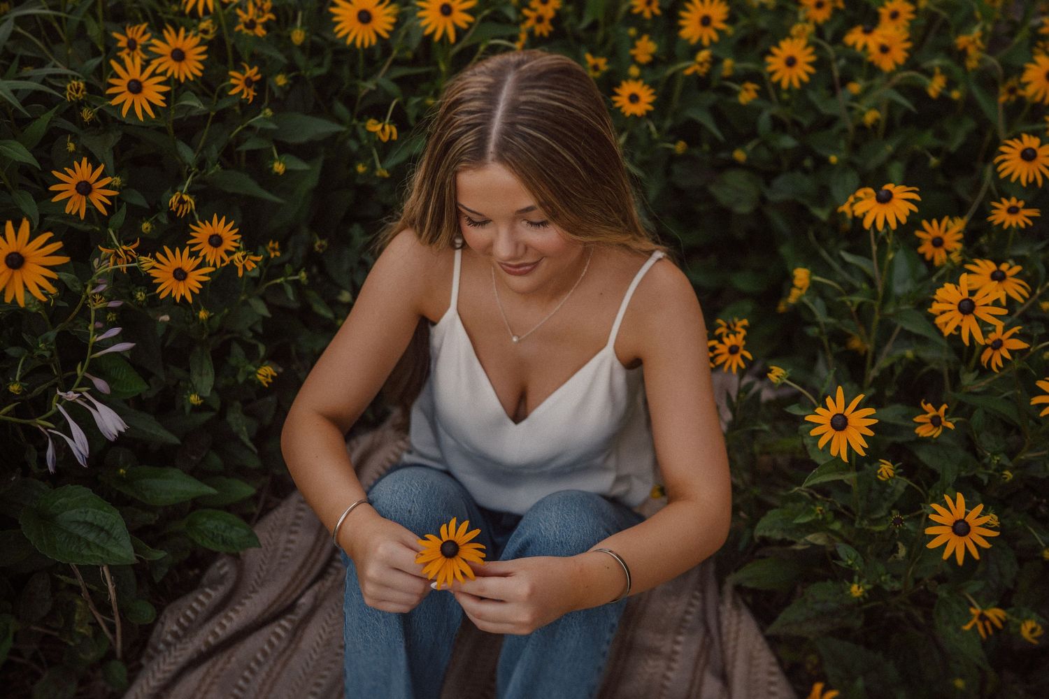 Beautiful yellow wildflowers blooming in a garden with a soft bokeh effect in the background.