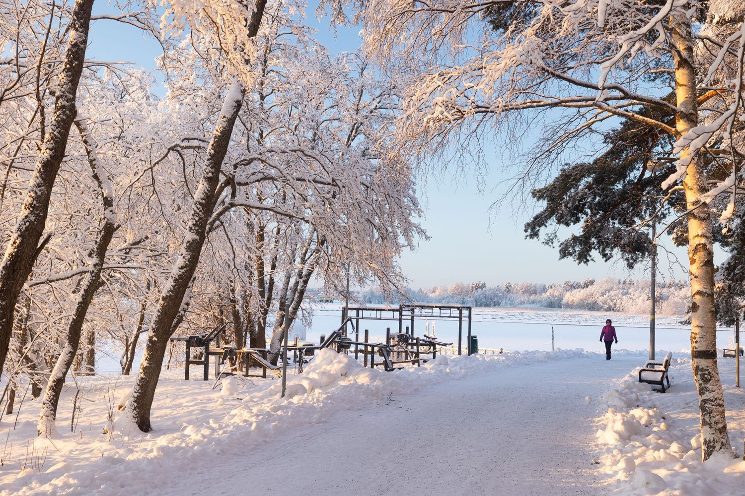 Ulkokuntosali talvella, Kivenlahti, Espoo