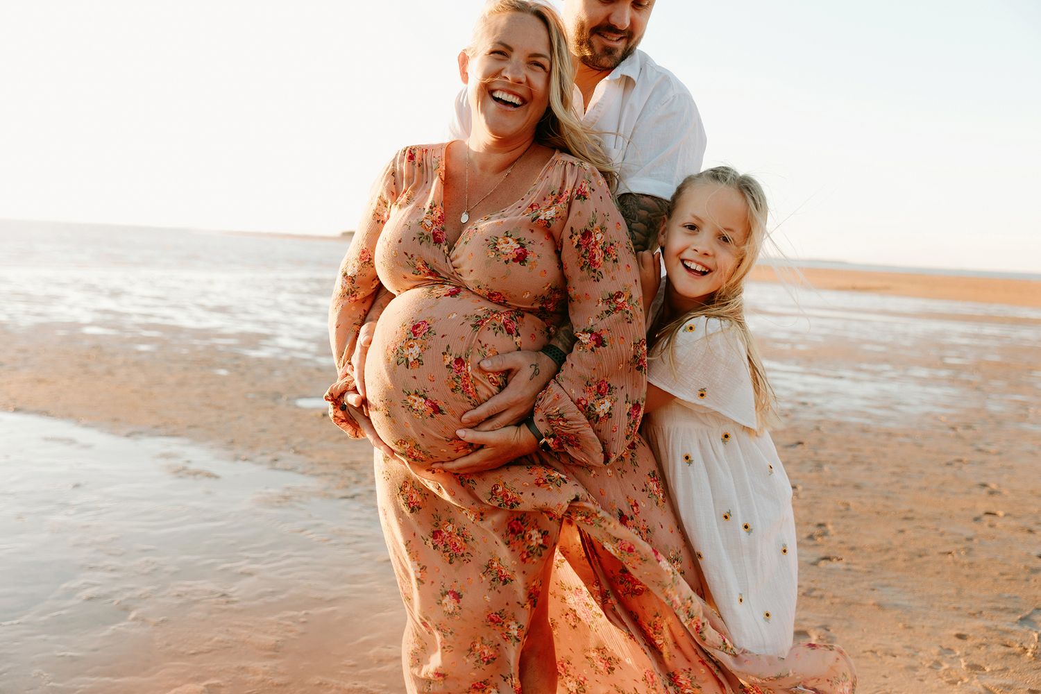 Authentic maternity photography at Wellington Point beach.