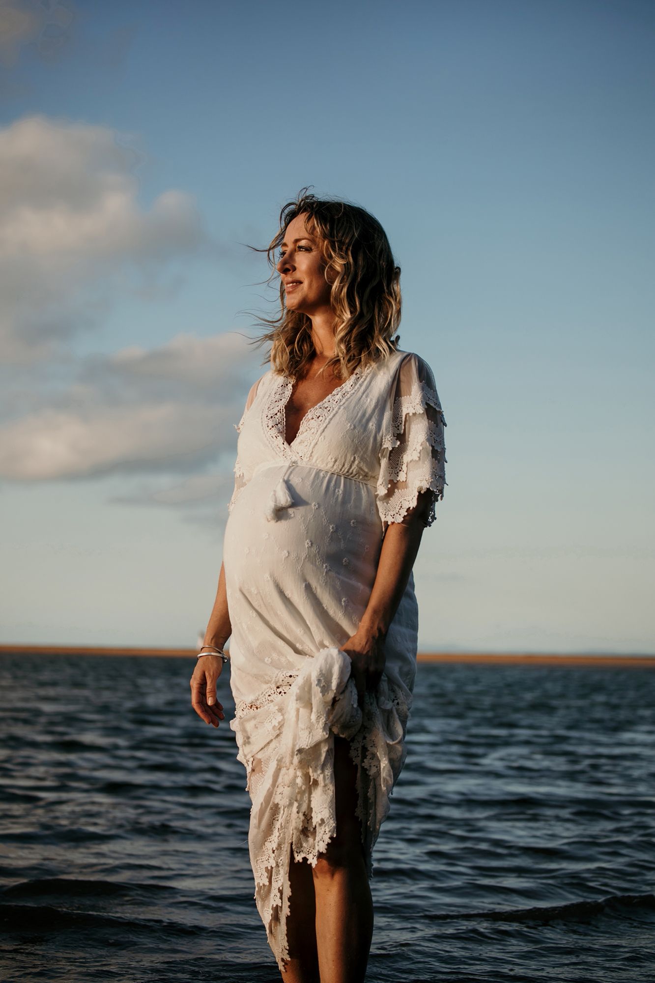 Pregnancy photography at Wellington Point beach.