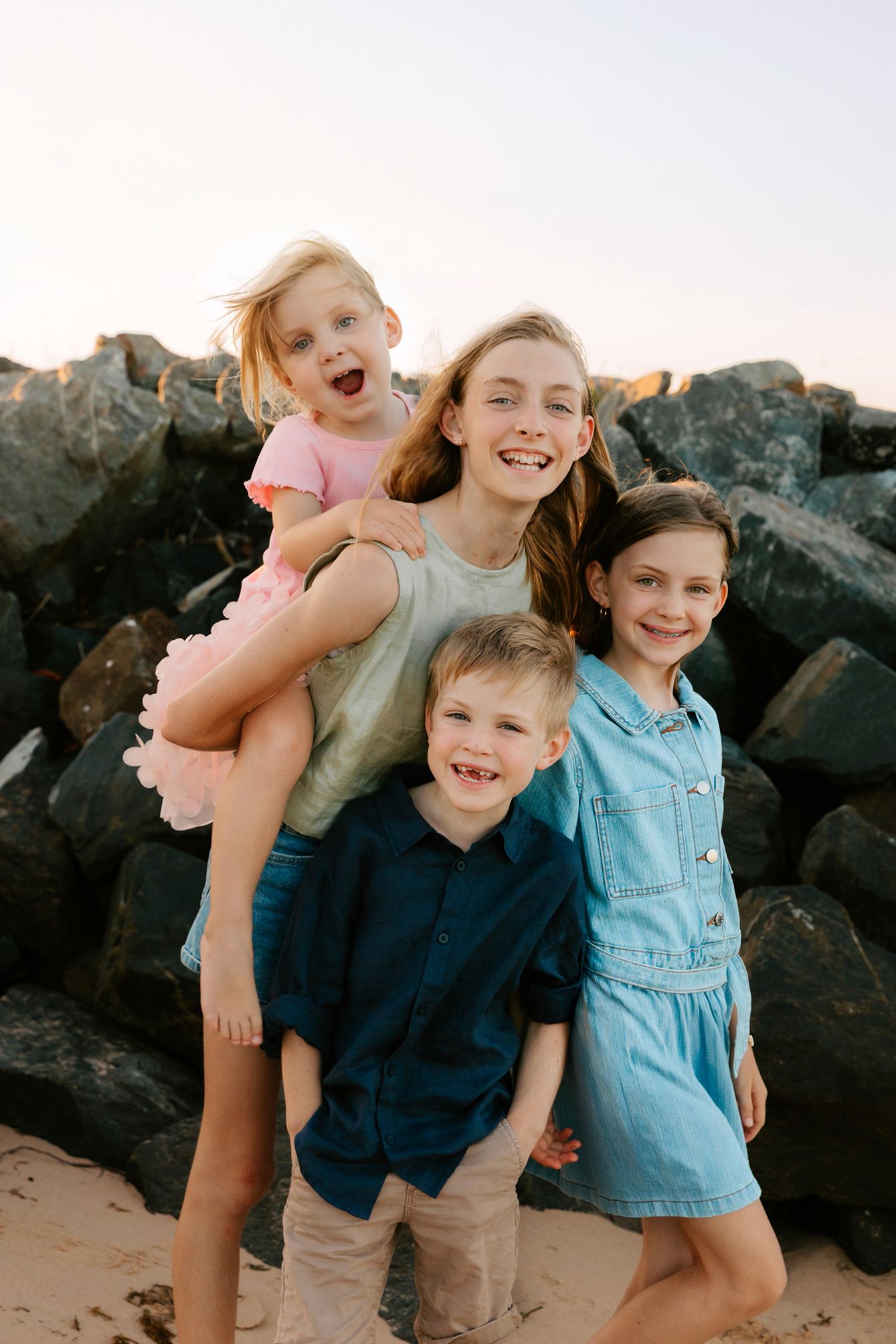 Candid sibling portrait for Brisbane family photography.