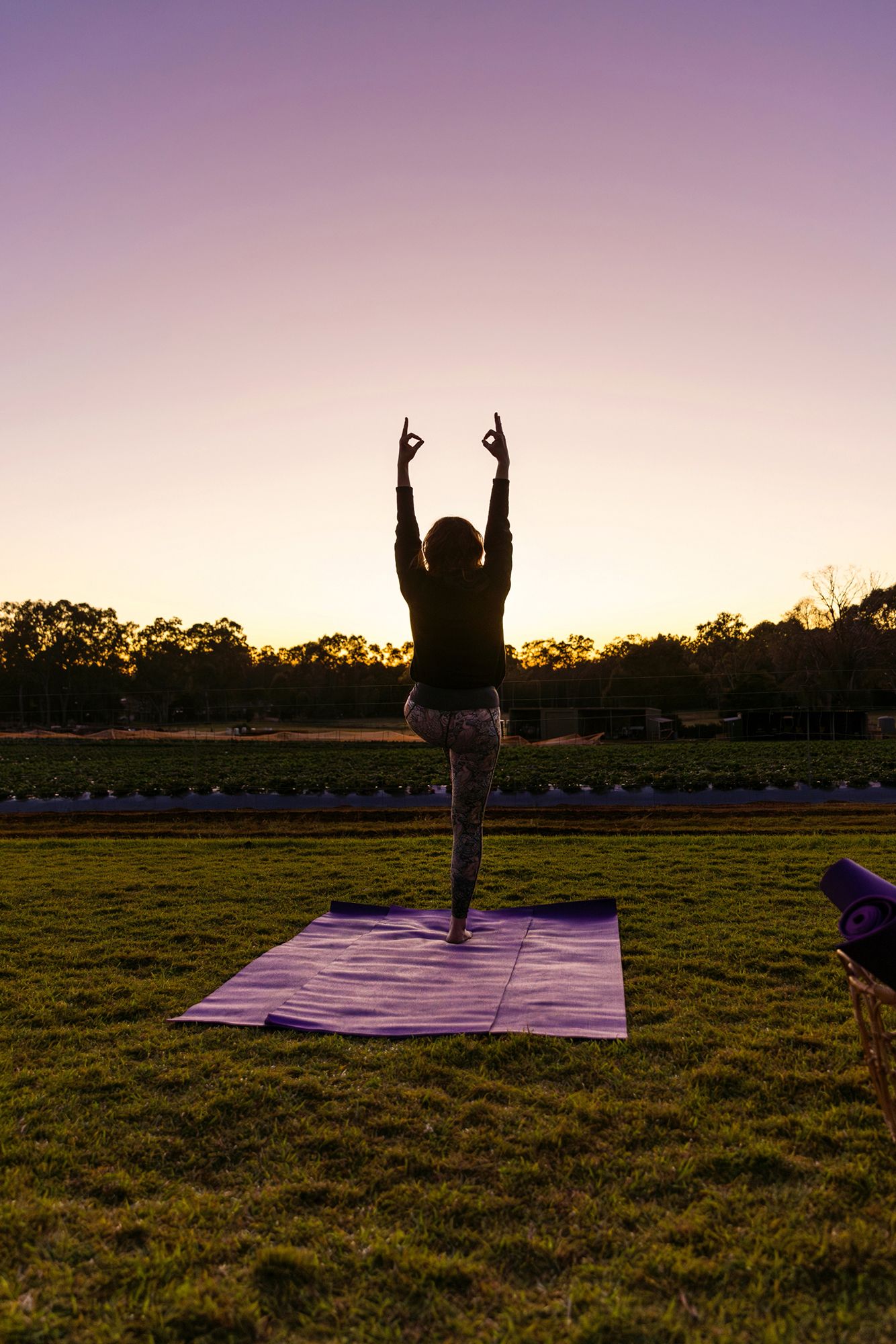 Business photographer for Brisbane yoga studio at sunrise.