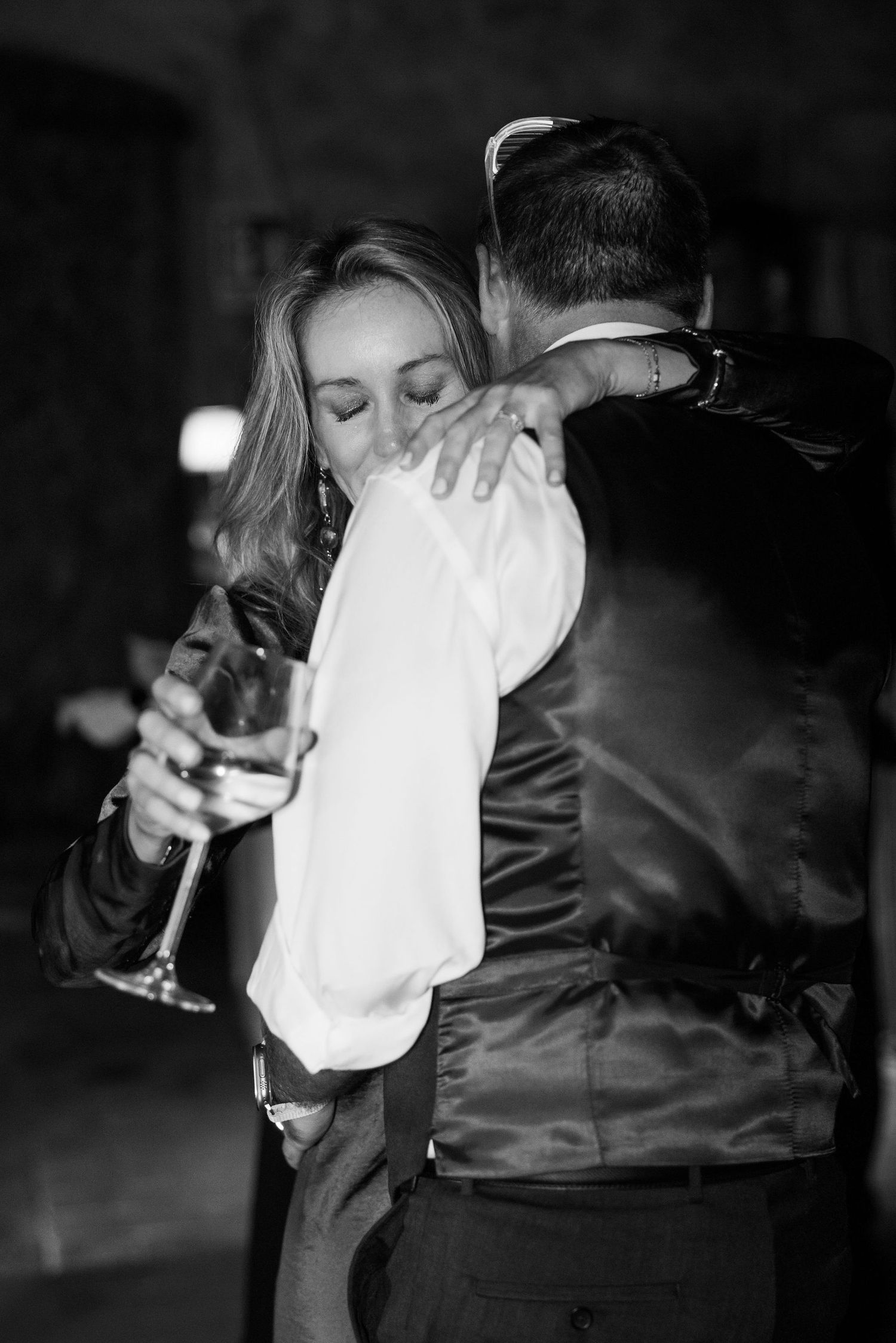 Black and white photo series showing people dancing and drinking at what appears to be a party or celebration.
