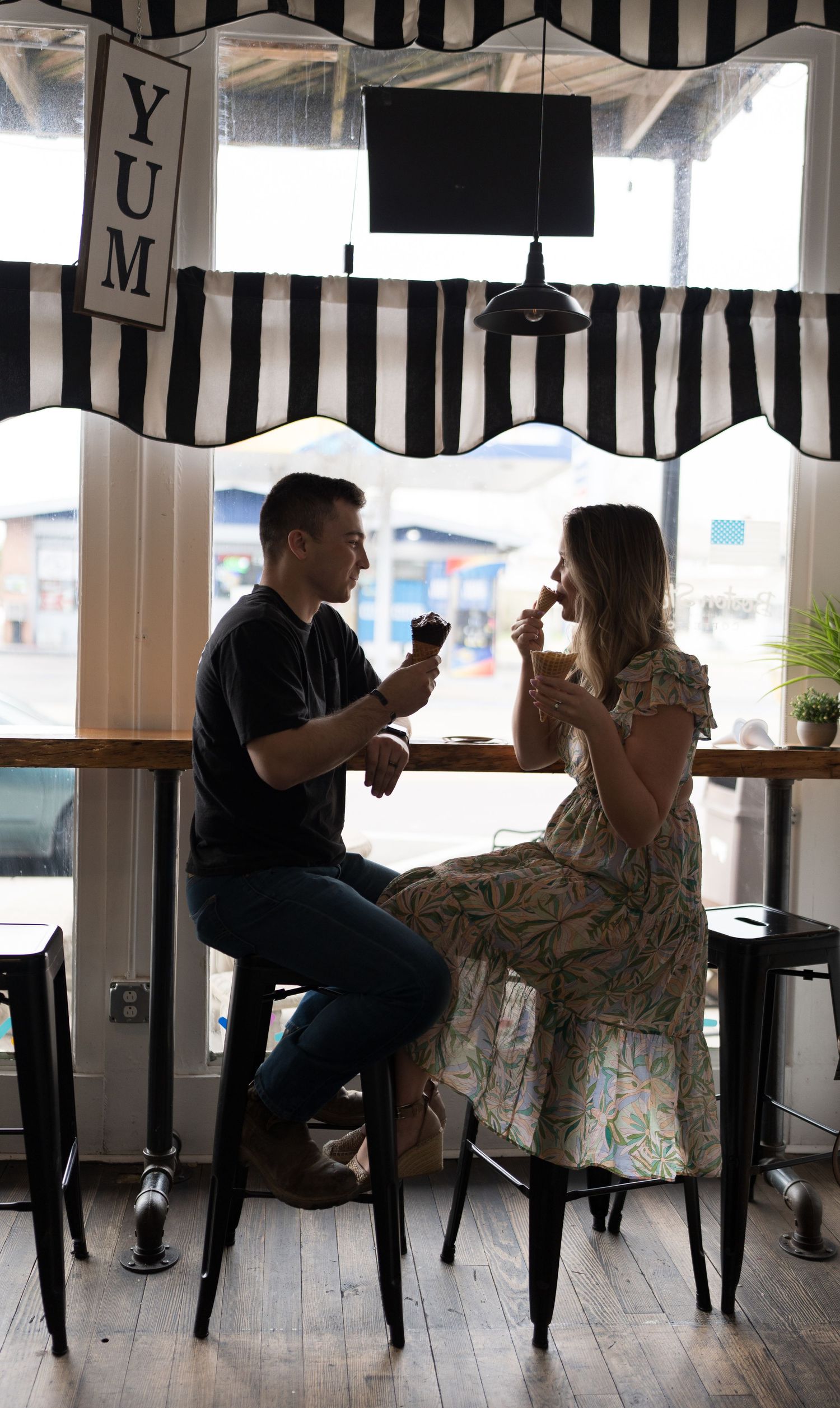Ice cream shop couple photoshoot