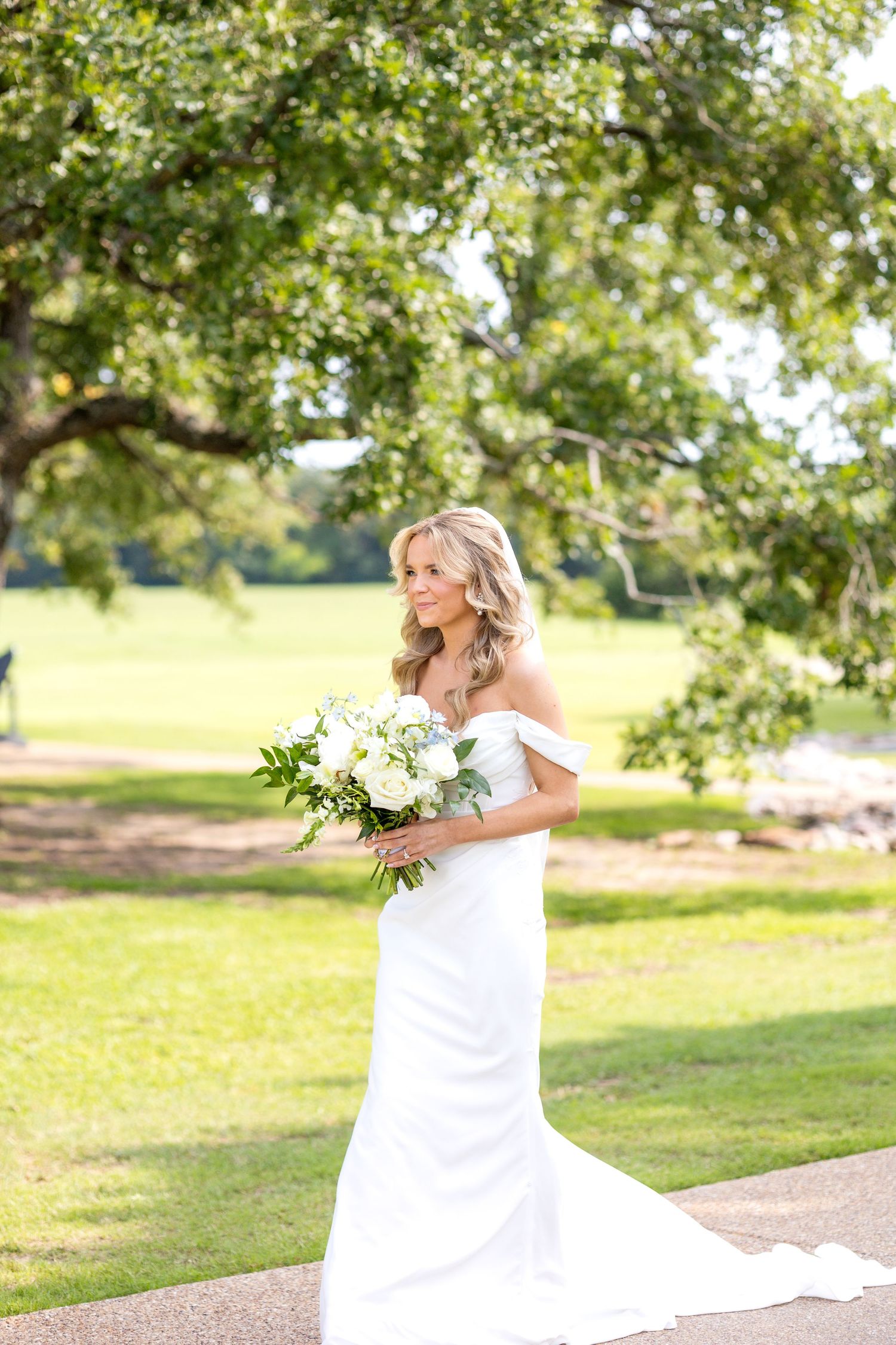 Bride entering her Dallas wedding ceremony at Chandelier Farms