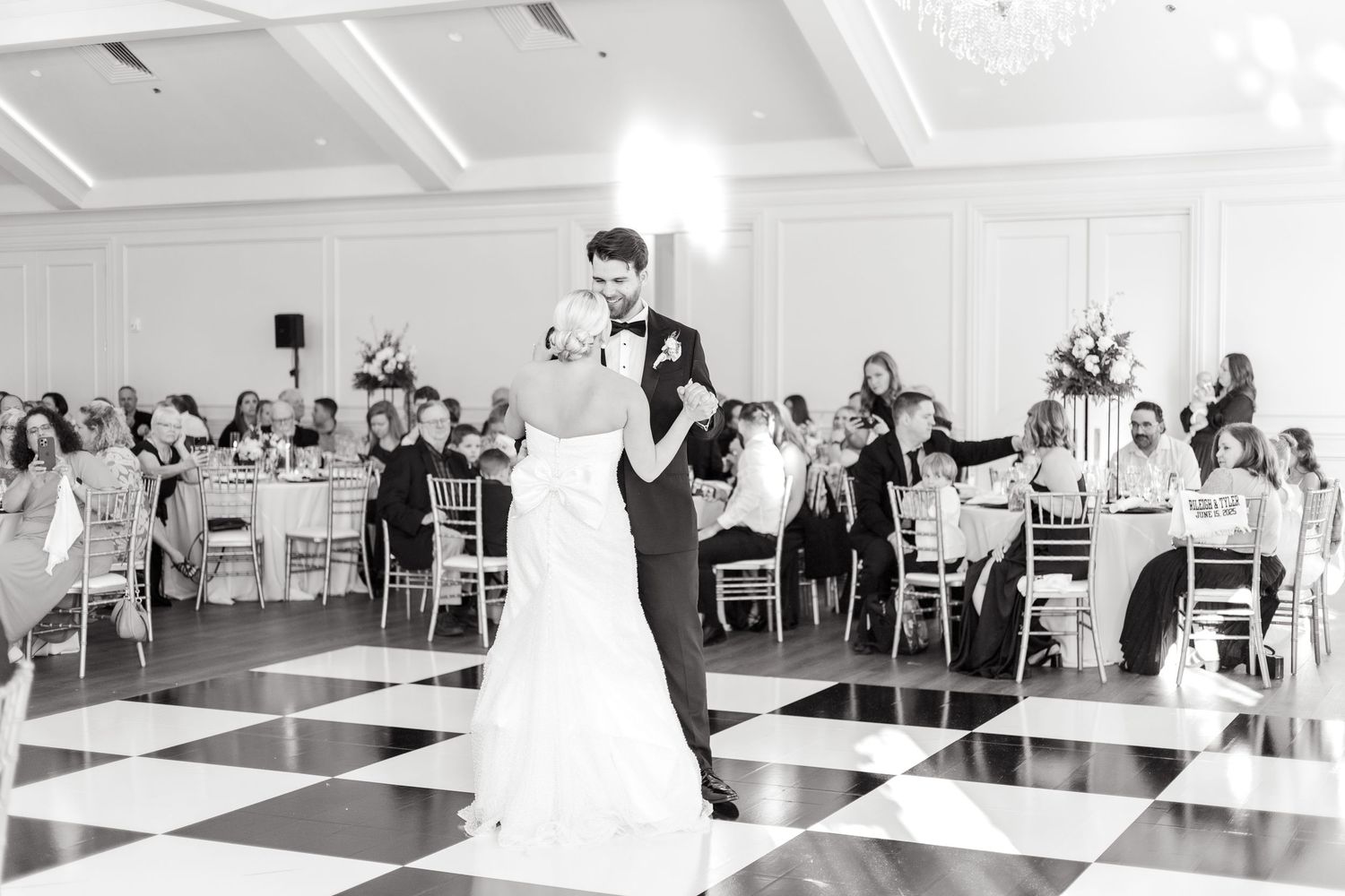 Bride and groom sharing their first dance at The Hillside Estate at Dallas wedding reception