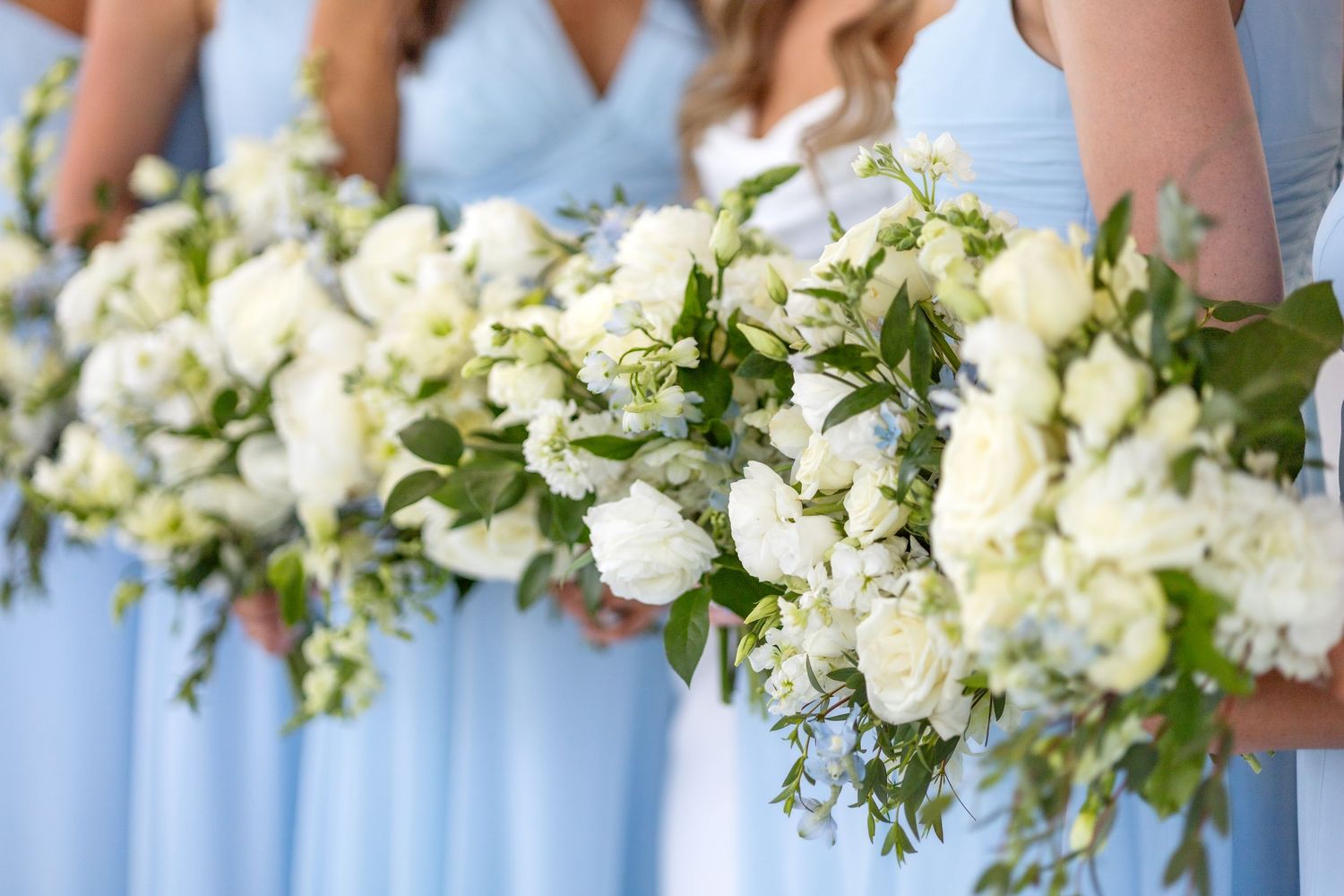 Close up of spring bridal bouquets at Dallas wedding