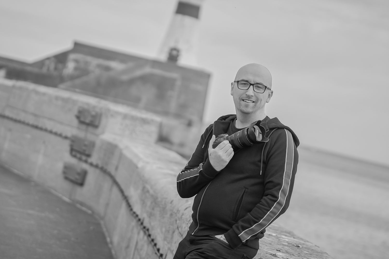Black and white photo of Steven Pirie, photographer.