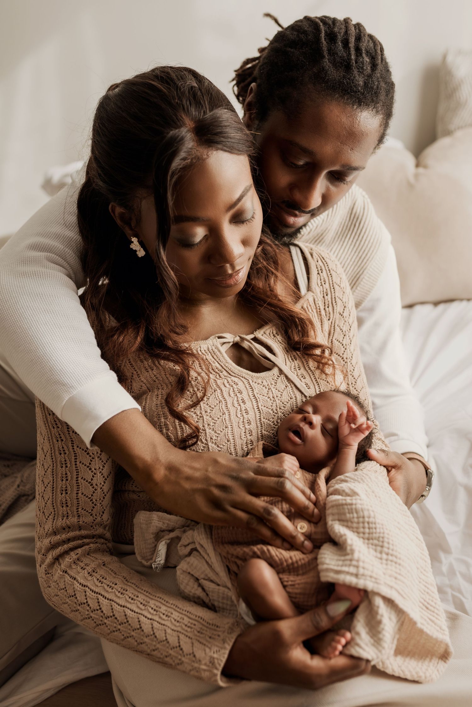 Sleeping newborn in studio photography session in Edmonton, Alberta, capturing peaceful early life moments.