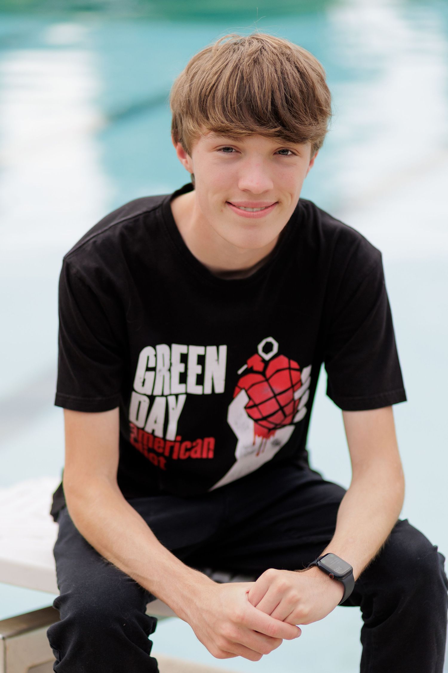 Raleigh Senior Portraits at Brier Creek Country Club Pool Lifeguard
