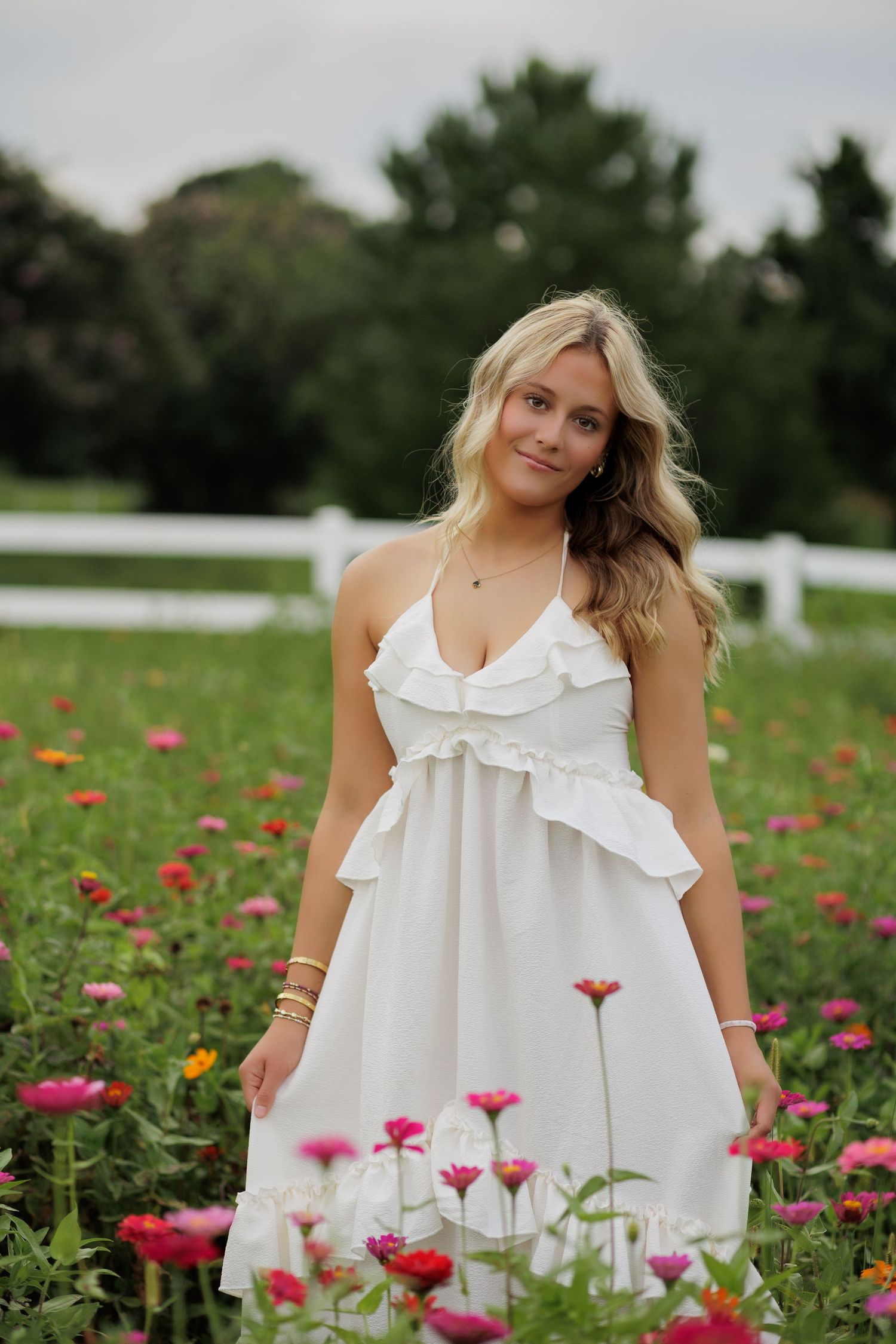 Wake Forest Senior Photography in a flower field at Dix Park in Raleigh, NC