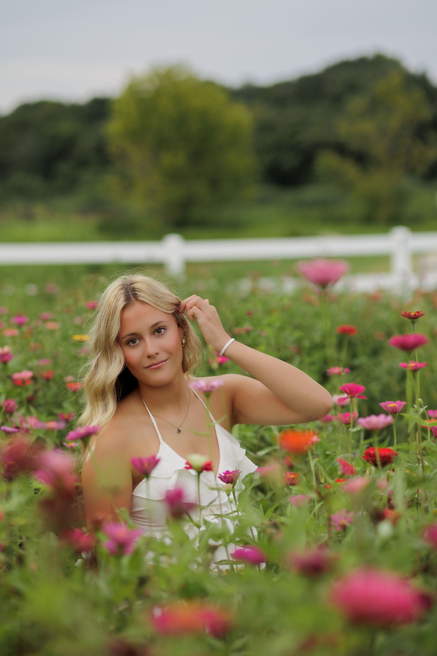 Wake Forest Senior Photography in a flower field at Dix Park in Raleigh, NC