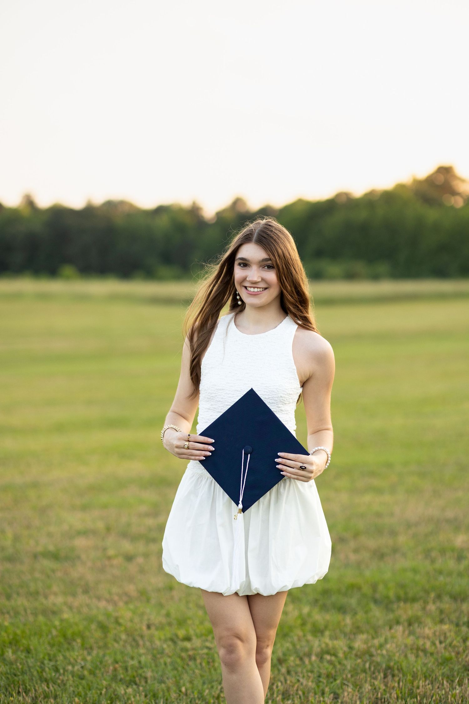 High School Senior Cap & Gown Portraits at sunset in Wake Forest, NC
