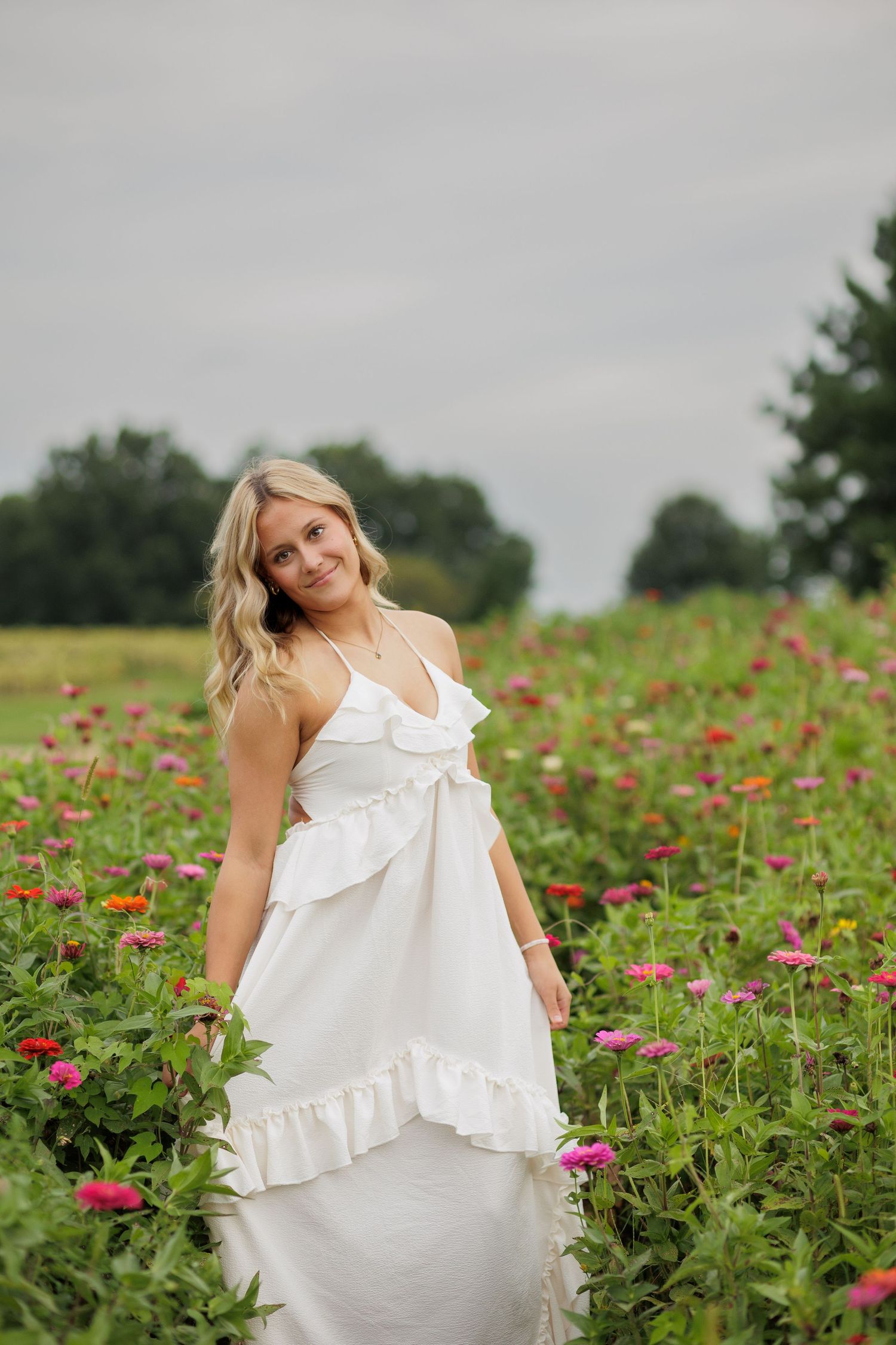 Wake Forest Senior Photography in a flower field at Dix Park in Raleigh, NC