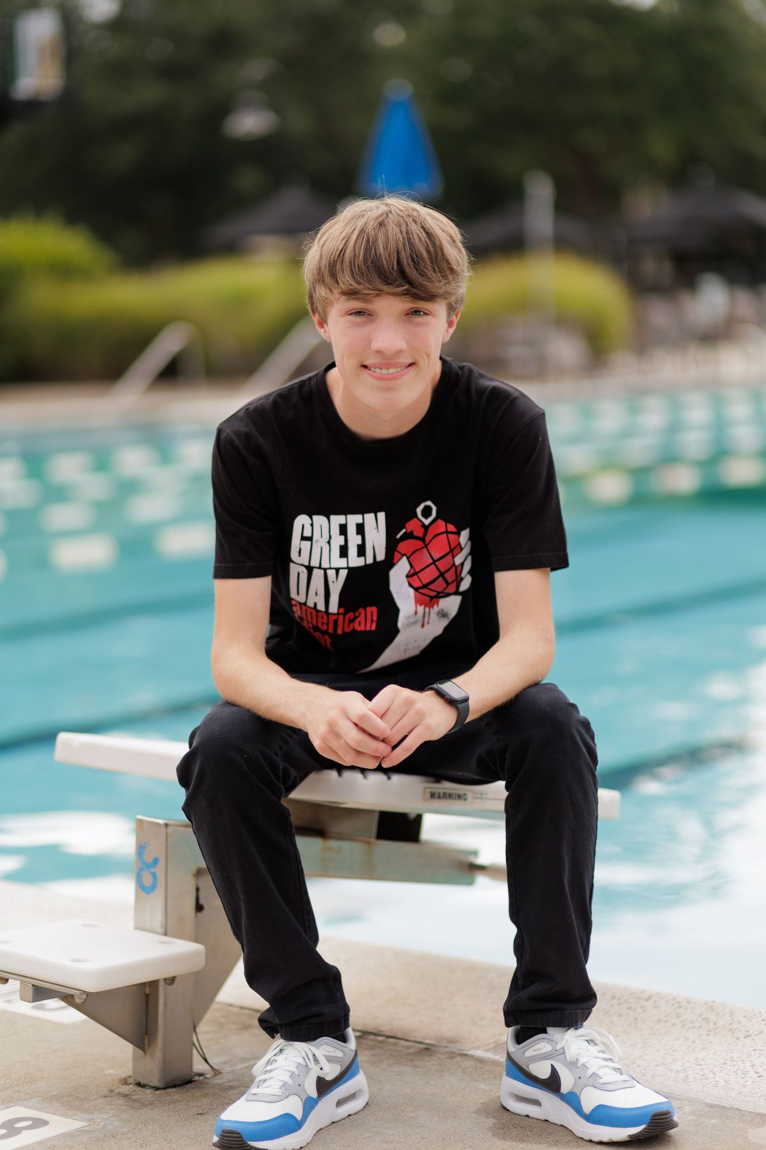 Raleigh Senior Portraits at Brier Creek Country Club Pool Lifeguard