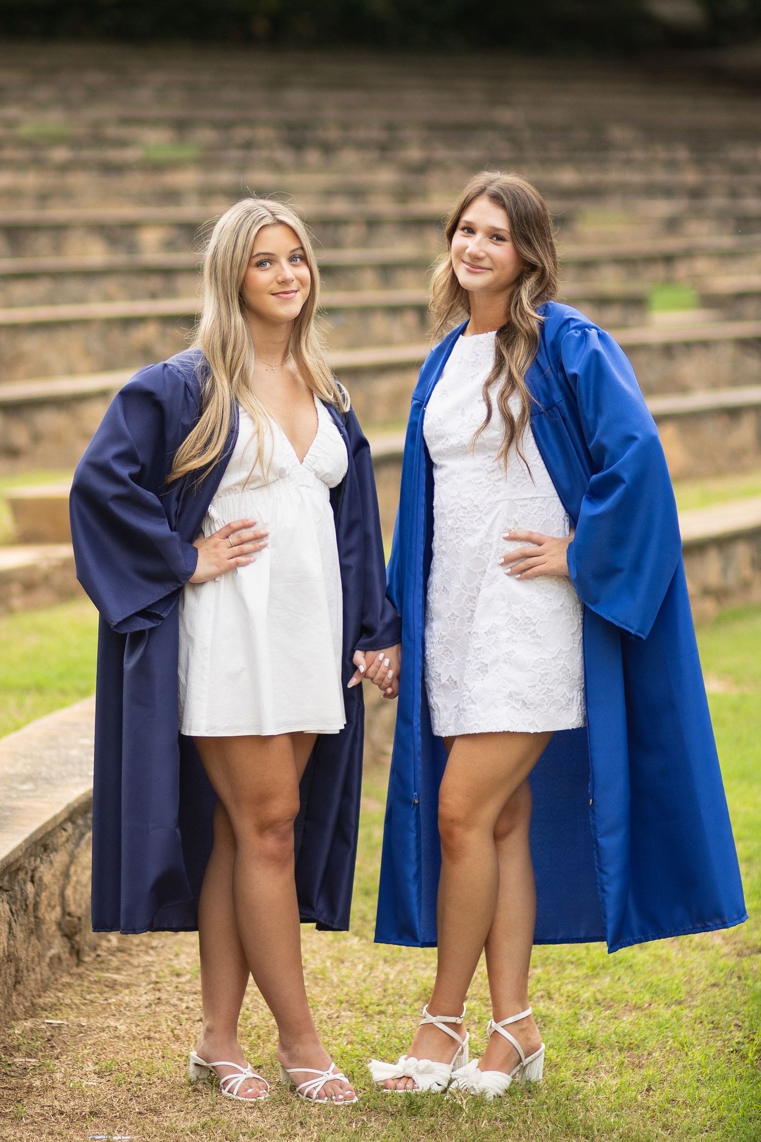 Senior Cap & Gown Besties at Rose Garden in Raleigh NC