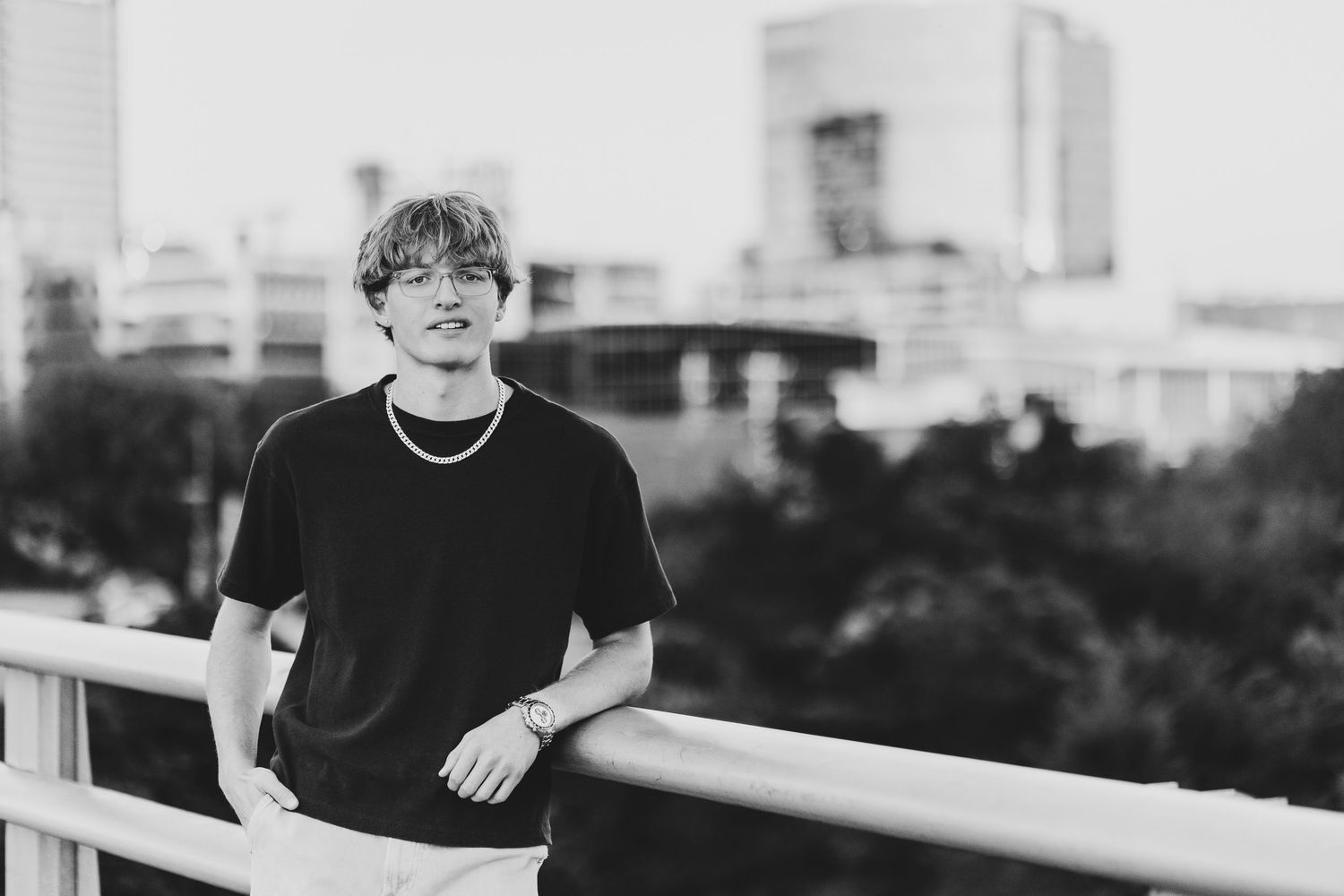 Wake Forest Senior Photo Session in Downtown Raleigh Boylan Bridge