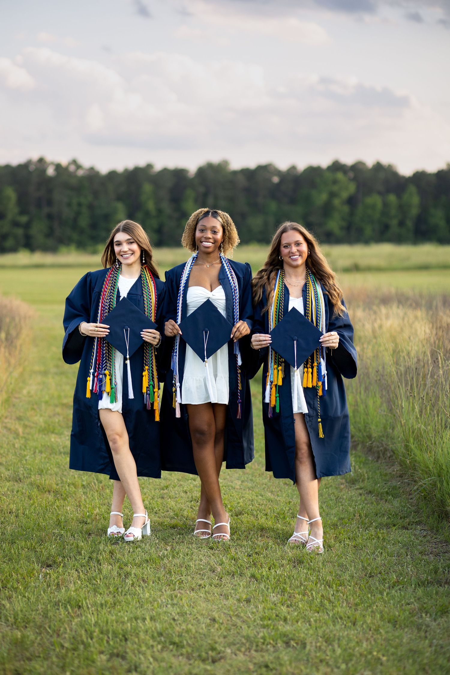 High School Senior Cap & Gown Besties Portraits in Wake Forest, NC