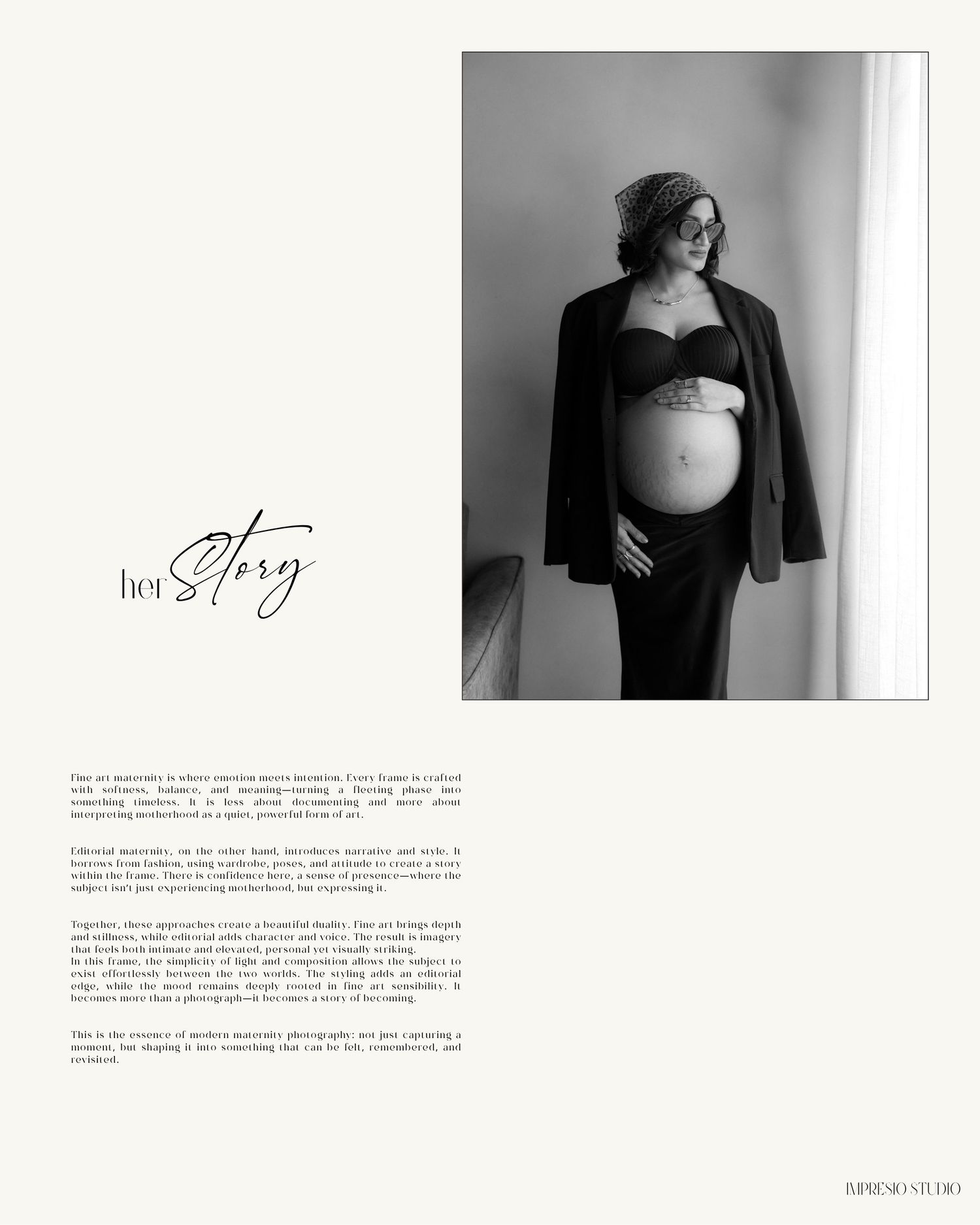 Pregnant woman in black bralette and blazer poses sideways, showcasing baby bump in an elegant maternity photography session.