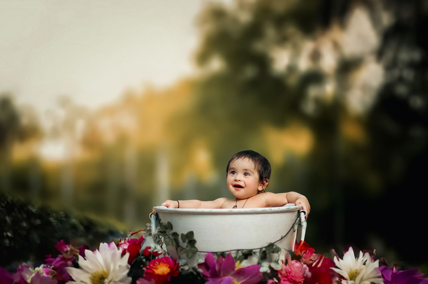 Creative newborn photography with moon prop – Impresio Studio