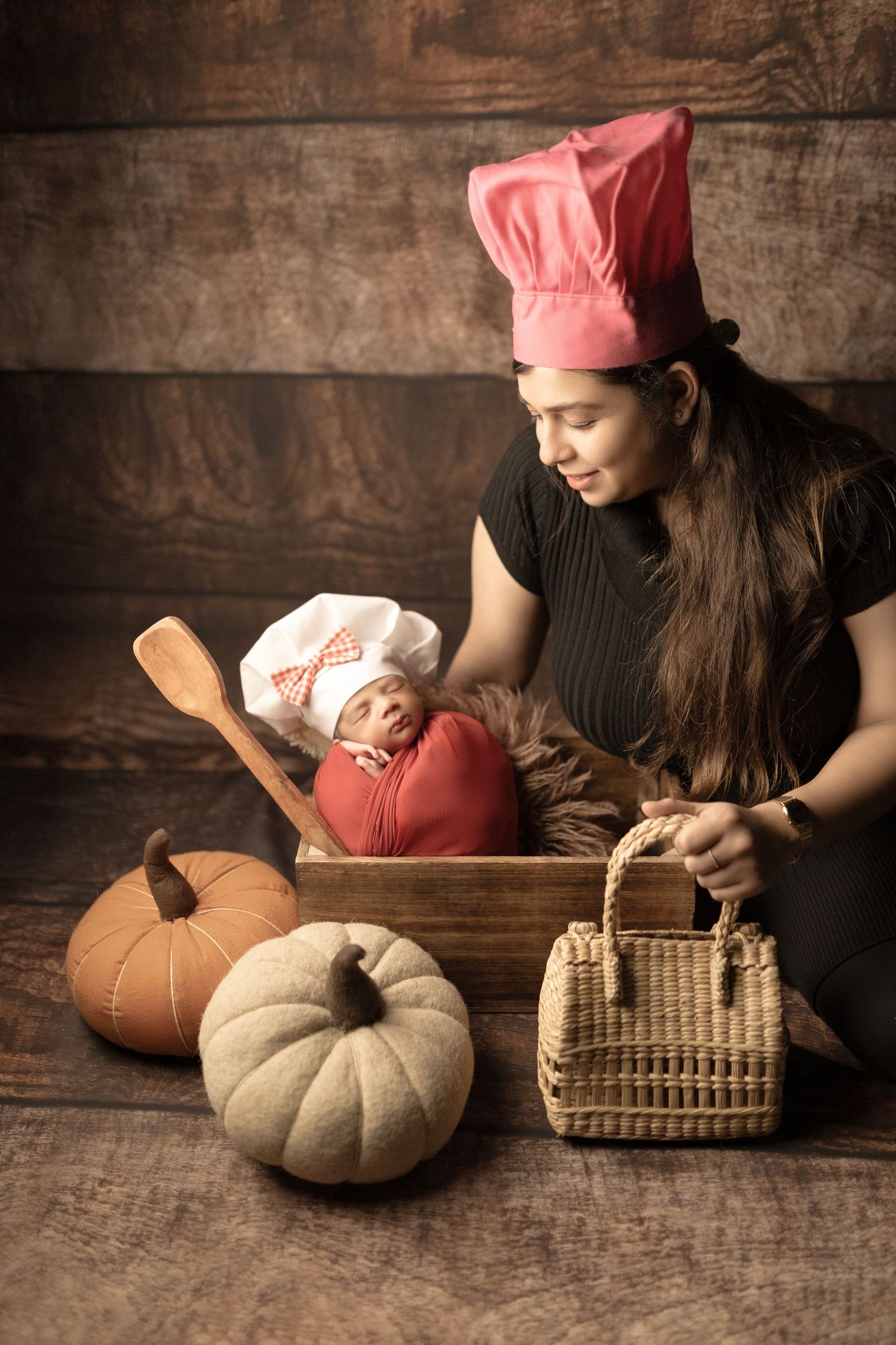 Baby boy photoshoot with wooden crate setup – Impresio Studio