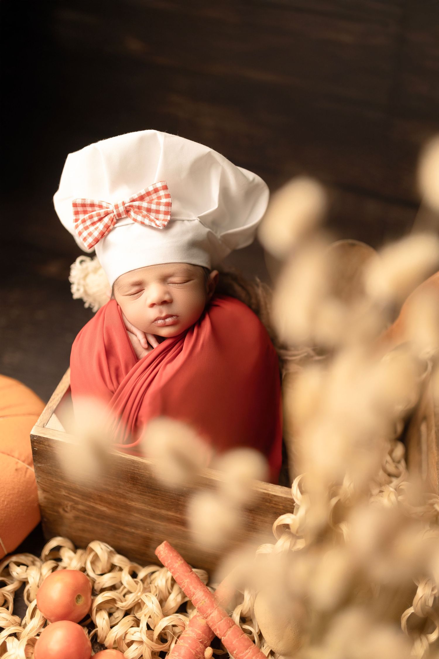 Baby boy photoshoot with wooden crate setup – Impresio Studio